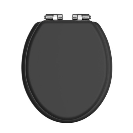 Heritage Black Soft Close WC Seat With Chrome Hinges